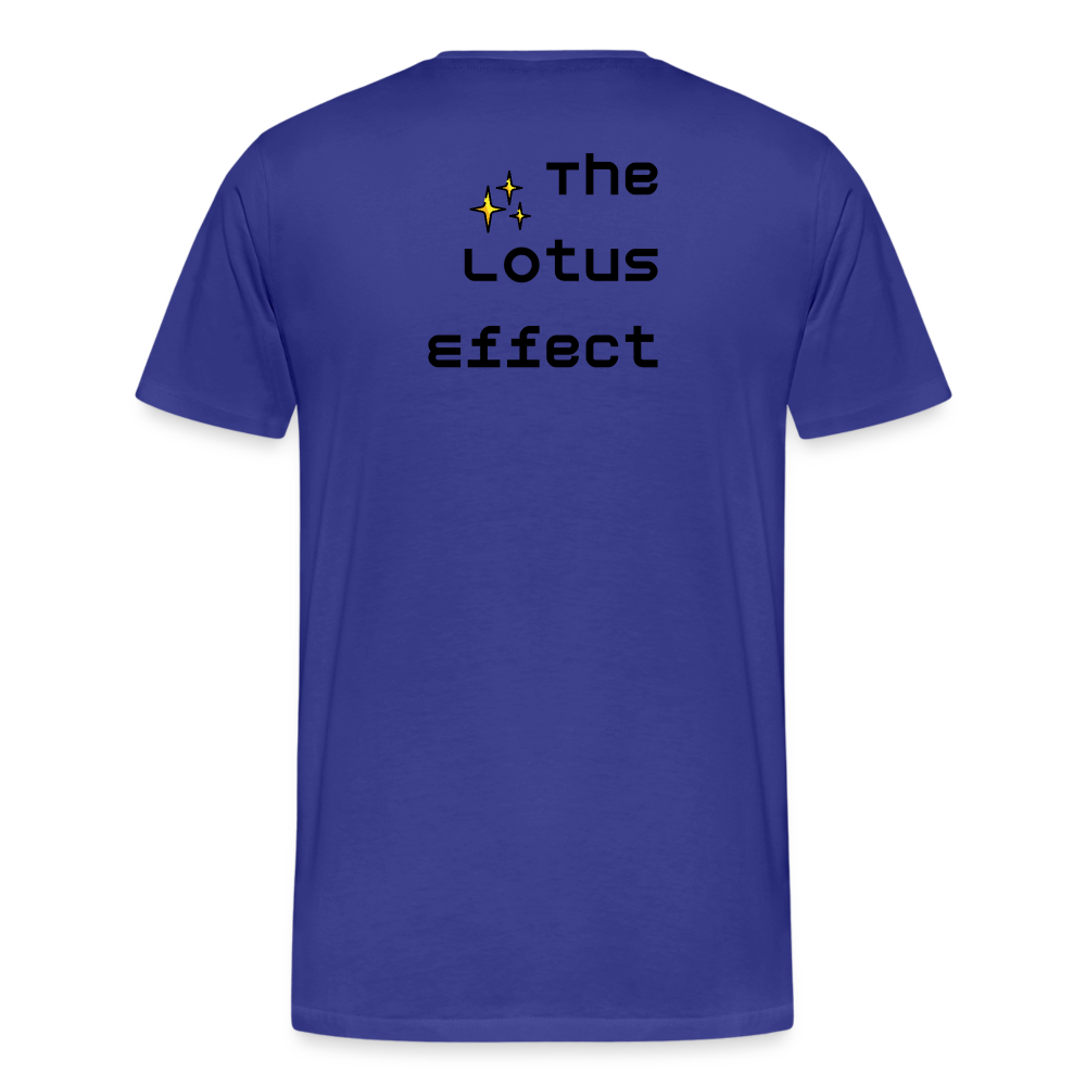 Emoji Expression: Lotus Moji + Sparkles Moji + "The Lotus Effect" Text Men’s Cut Premium T-Shirt (Two-Sided) - Emoji.Express - royal blue