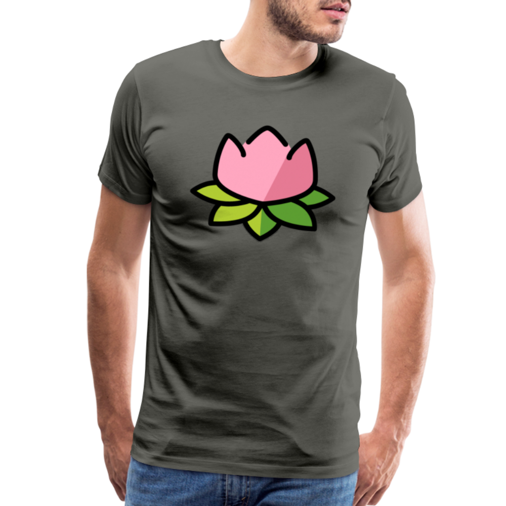 Emoji Expression: Lotus Moji + Sparkles Moji + "The Lotus Effect" Text Men’s Cut Premium T-Shirt (Two-Sided) - Emoji.Express - asphalt gray