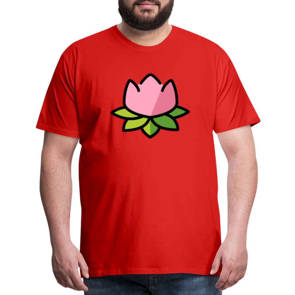 Emoji Expression: Lotus Moji + Sparkles Moji + "The Lotus Effect" Text Men’s Cut Premium T-Shirt (Two-Sided) - Emoji.Express - red