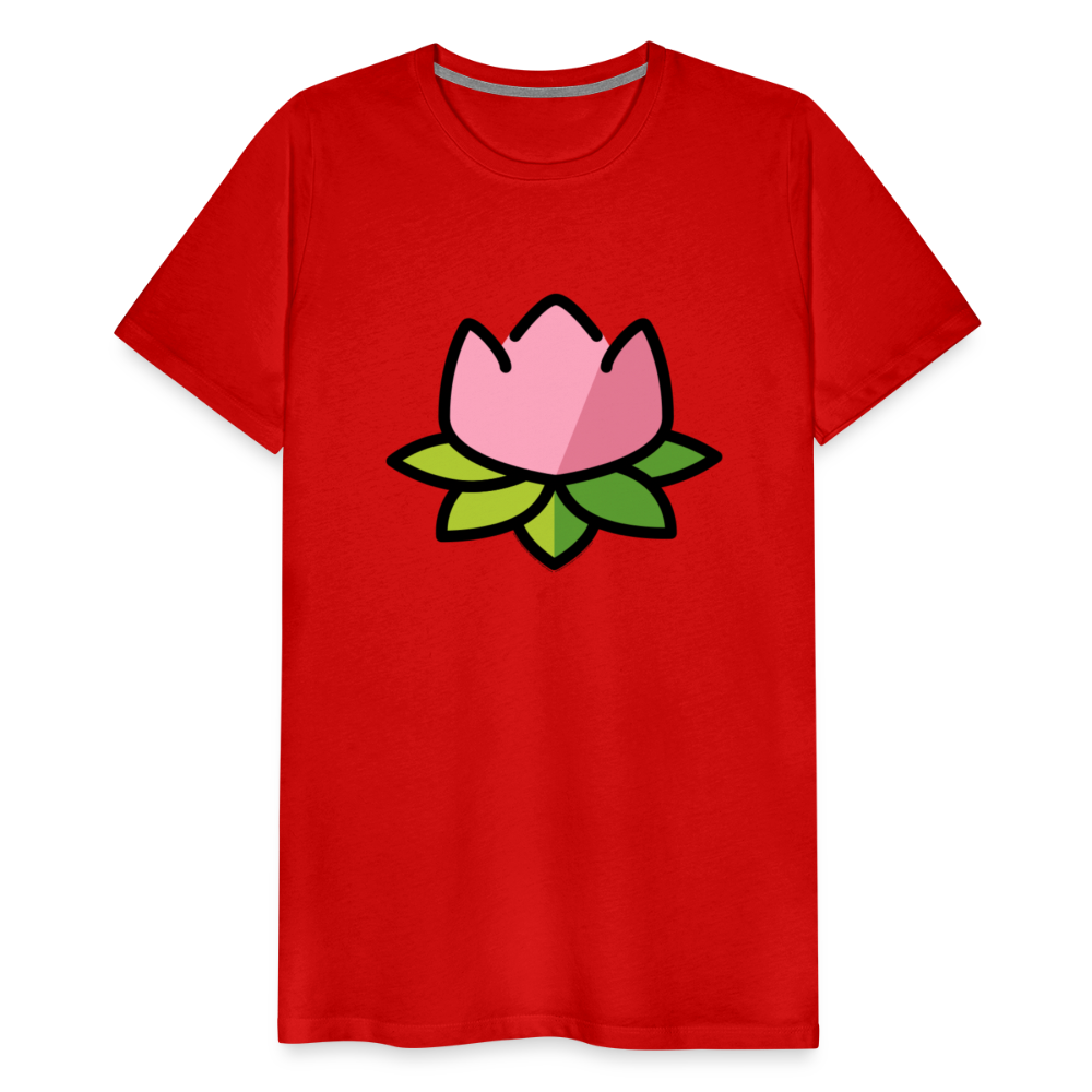 Emoji Expression: Lotus Moji + Sparkles Moji + "The Lotus Effect" Text Men’s Cut Premium T-Shirt (Two-Sided) - Emoji.Express - red