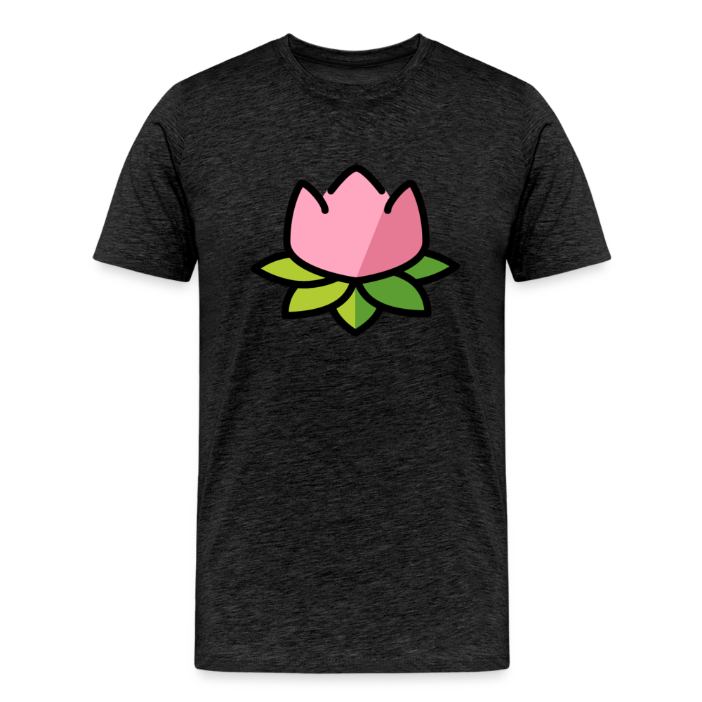 Emoji Expression: Lotus Moji + Sparkles Moji + "The Lotus Effect" Text Men’s Cut Premium T-Shirt (Two-Sided) - Emoji.Express - charcoal grey