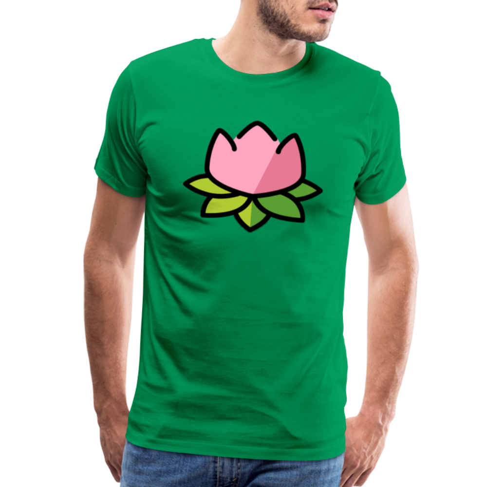 Emoji Expression: Lotus Moji + Sparkles Moji + "The Lotus Effect" Text Men’s Cut Premium T-Shirt (Two-Sided) - Emoji.Express - kelly green