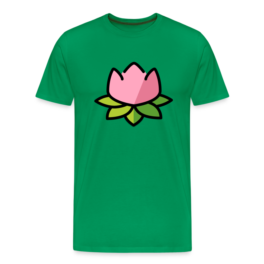 Emoji Expression: Lotus Moji + Sparkles Moji + "The Lotus Effect" Text Men’s Cut Premium T-Shirt (Two-Sided) - Emoji.Express - kelly green