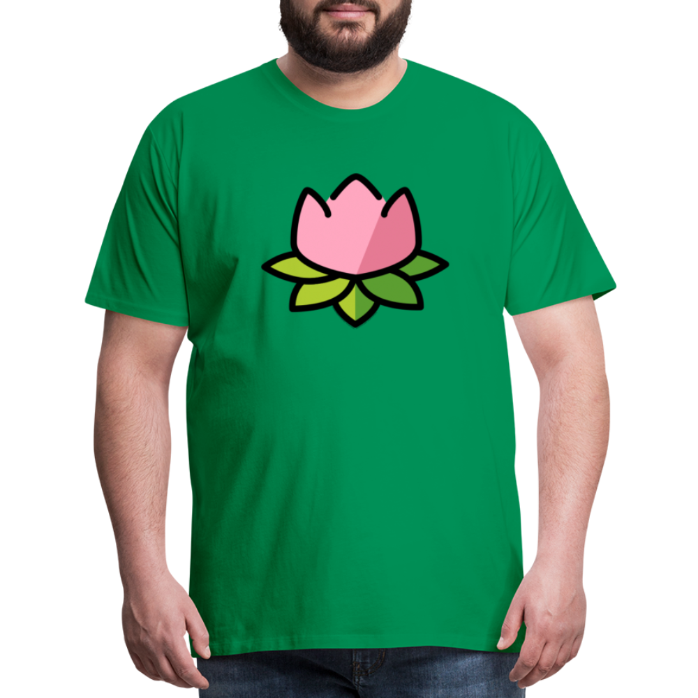 Emoji Expression: Lotus Moji + Sparkles Moji + "The Lotus Effect" Text Men’s Cut Premium T-Shirt (Two-Sided) - Emoji.Express - kelly green