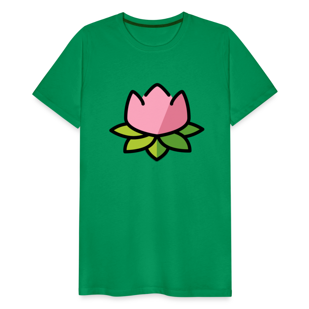 Emoji Expression: Lotus Moji + Sparkles Moji + "The Lotus Effect" Text Men’s Cut Premium T-Shirt (Two-Sided) - Emoji.Express - kelly green