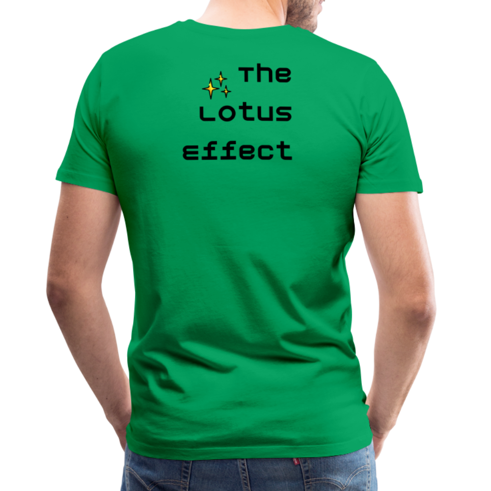 Emoji Expression: Lotus Moji + Sparkles Moji + "The Lotus Effect" Text Men’s Cut Premium T-Shirt (Two-Sided) - Emoji.Express - kelly green