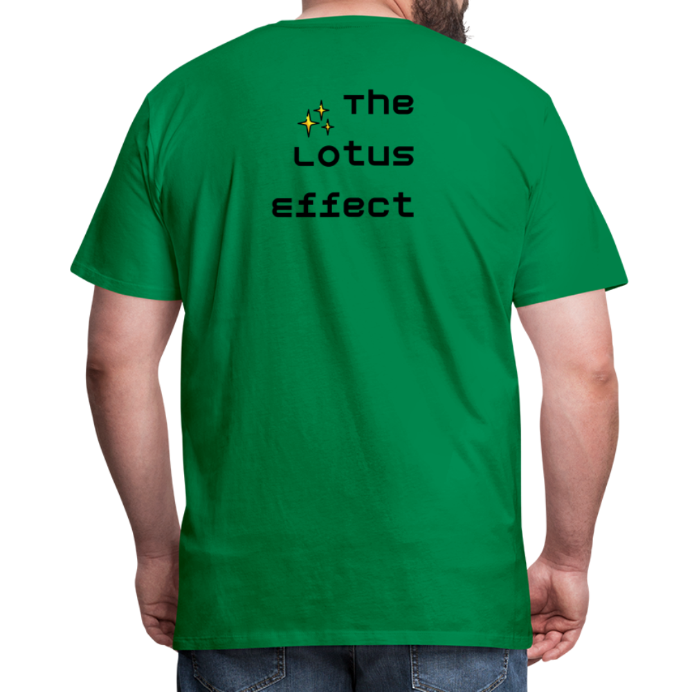 Emoji Expression: Lotus Moji + Sparkles Moji + "The Lotus Effect" Text Men’s Cut Premium T-Shirt (Two-Sided) - Emoji.Express - kelly green