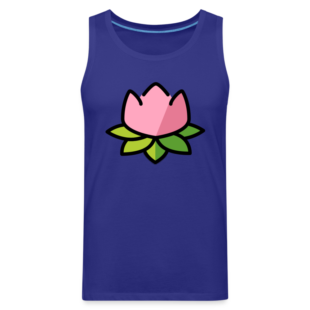 Emoji Expression: Lotus Moji + Sparkles Moji + "The Lotus Effect" Text Men’s Cut Premium Tank Top (Two-Sided) - Emoji.Express - royal blue