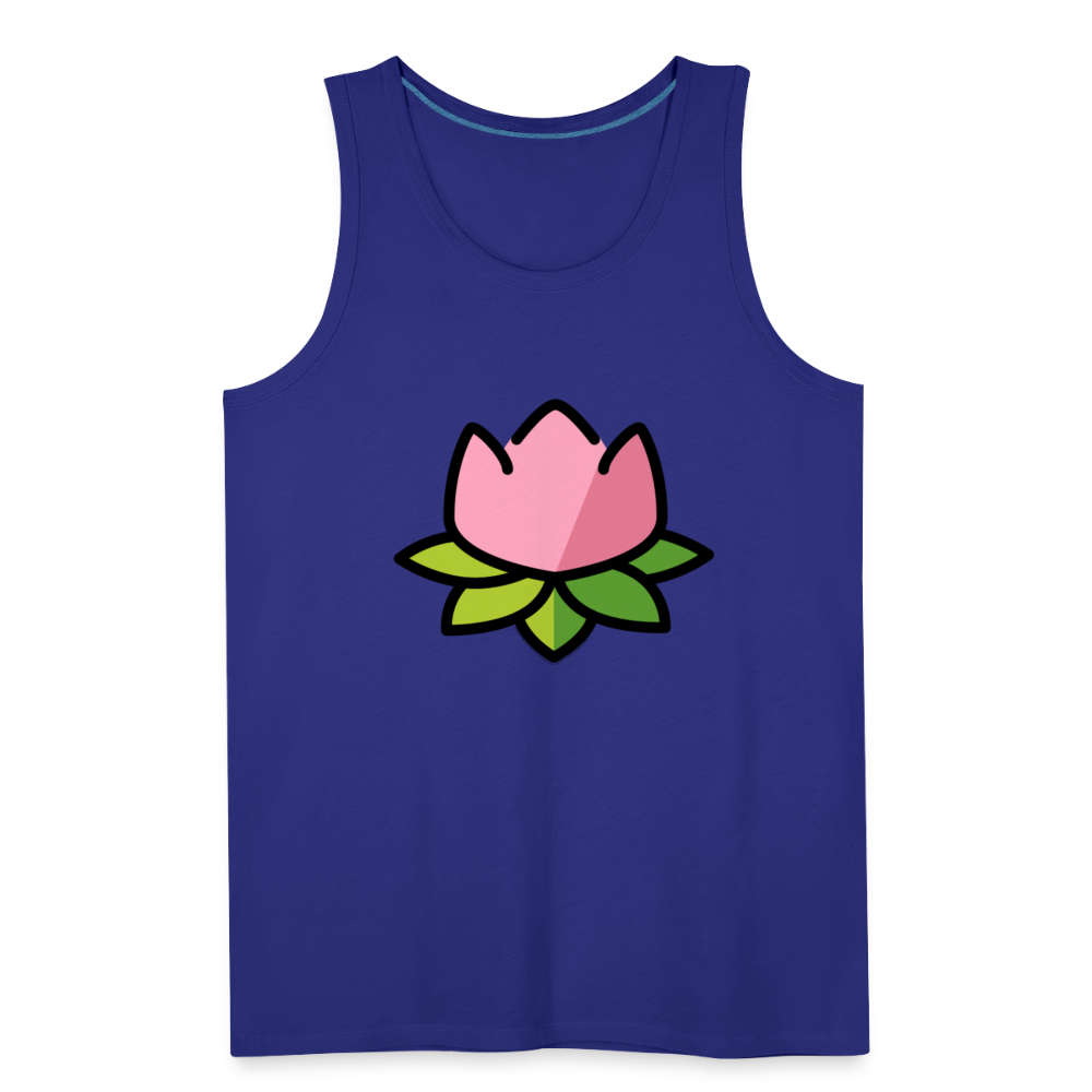 Emoji Expression: Lotus Moji + Sparkles Moji + "The Lotus Effect" Text Men’s Cut Premium Tank Top (Two-Sided) - Emoji.Express - royal blue