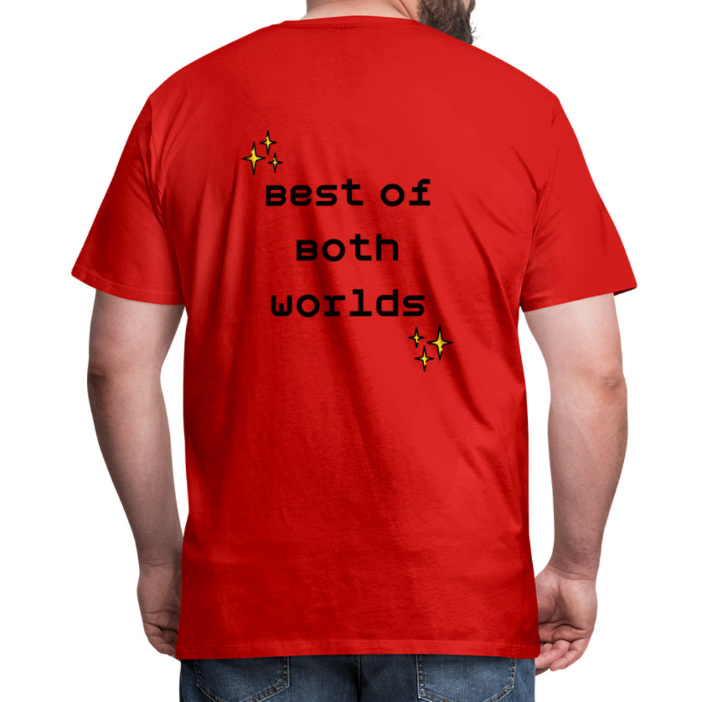 Customizable Virtual Reality Moji + Best of Both Worlds Text (Two-Sided) Men’s Premium T-Shirt - Emoji.Express - red