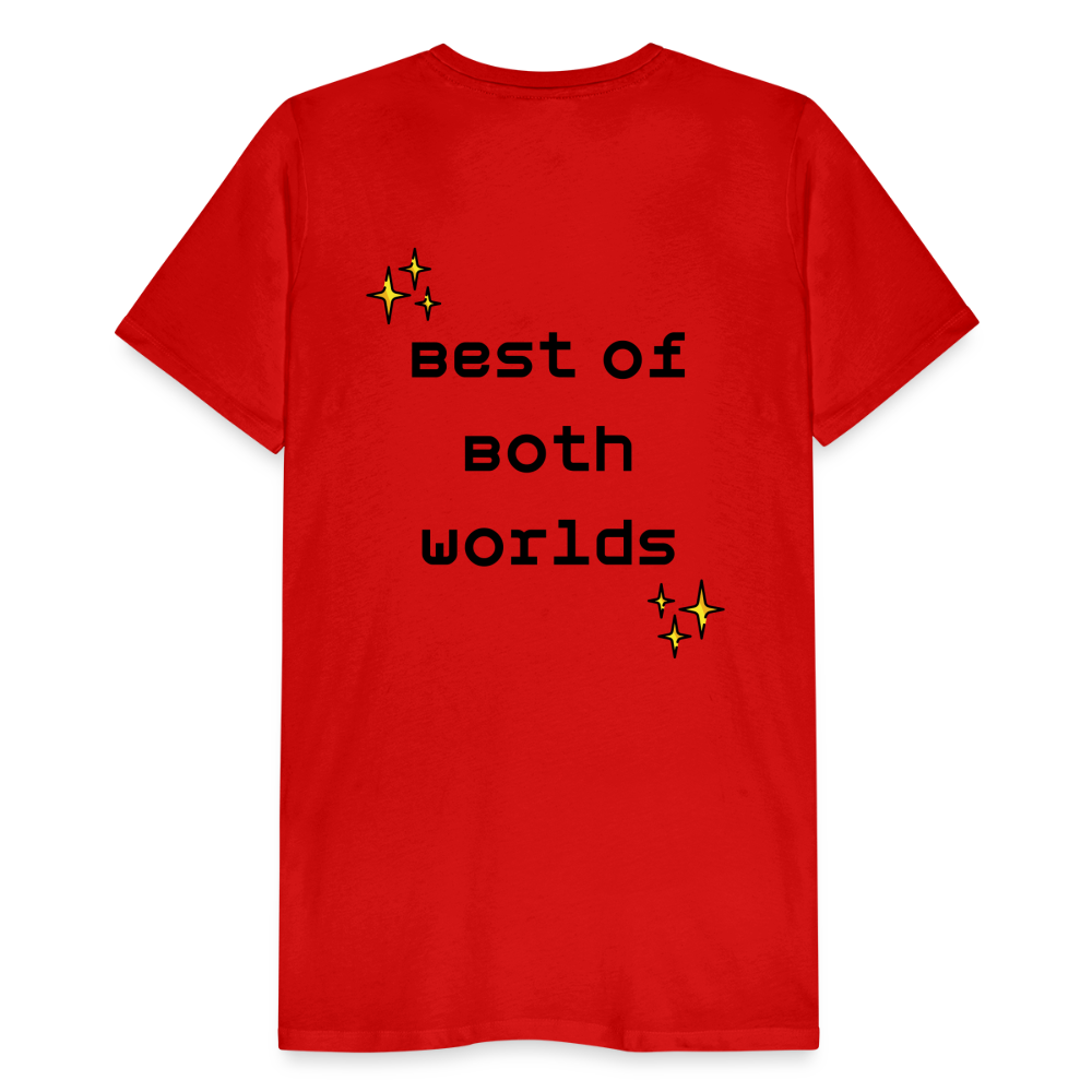 Customizable Virtual Reality Moji + Best of Both Worlds Text (Two-Sided) Men’s Premium T-Shirt - Emoji.Express - red