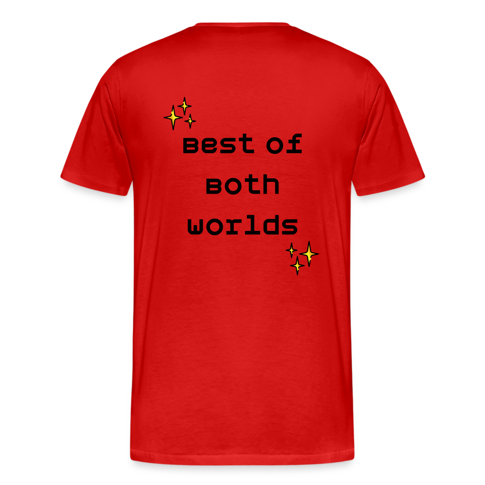 Customizable Virtual Reality Moji + Best of Both Worlds Text (Two-Sided) Men’s Premium T-Shirt - Emoji.Express - red