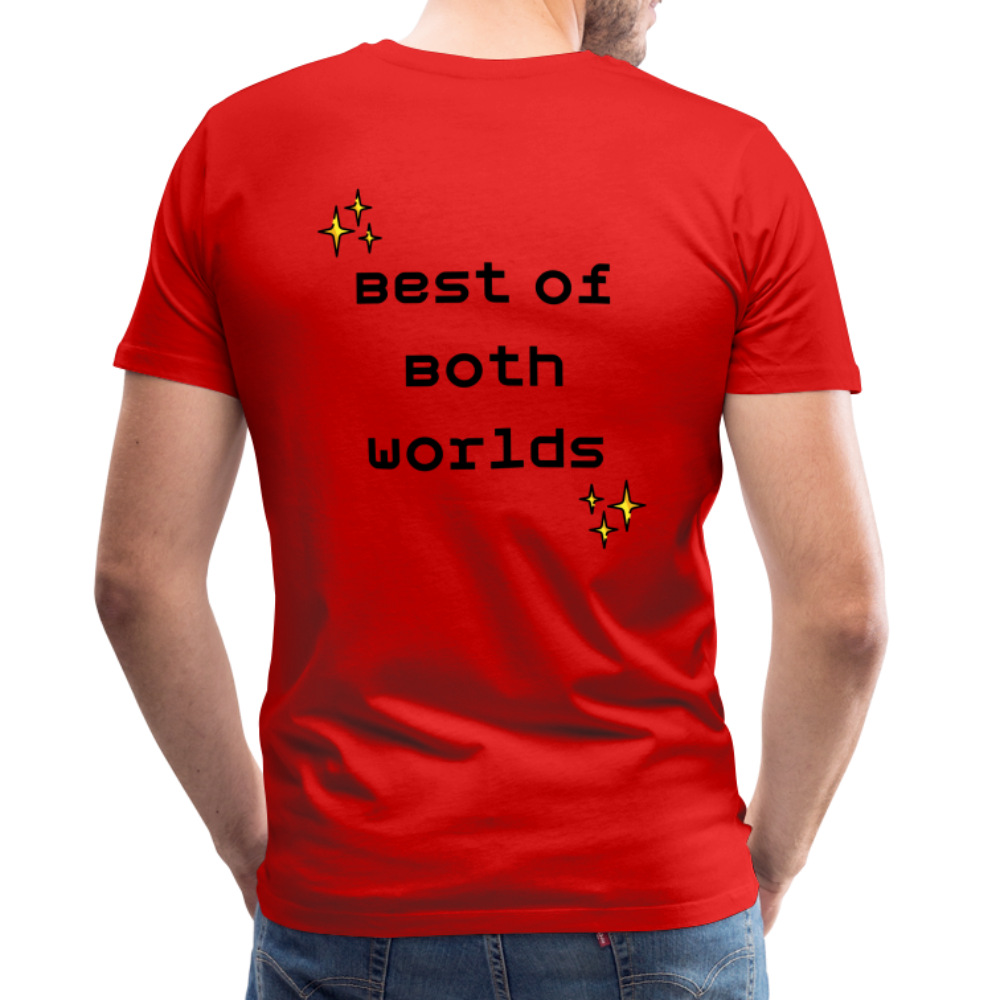 Customizable Virtual Reality Moji + Best of Both Worlds Text (Two-Sided) Men’s Premium T-Shirt - Emoji.Express - red