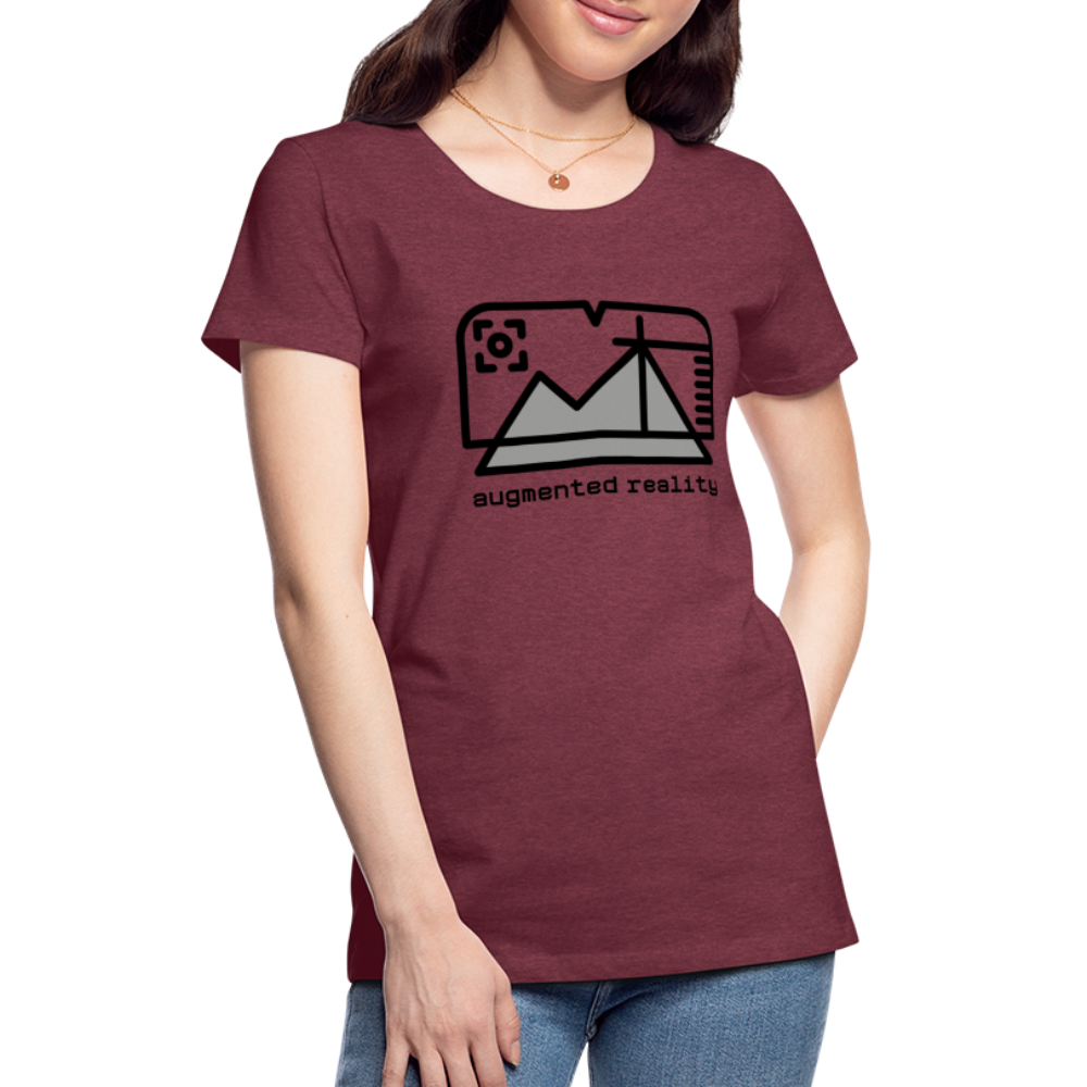 Customizable Augmented Reality Moji + "Augmented Reality" Text Women's Cut Premium T-Shirt - Emoji.Express - heather burgundy
