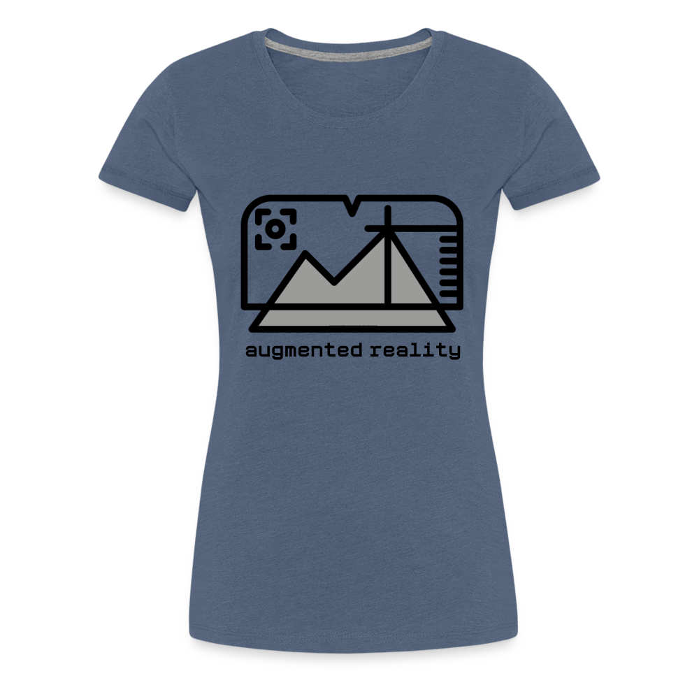 Customizable Augmented Reality Moji + "Augmented Reality" Text Women's Cut Premium T-Shirt - Emoji.Express - heather blue