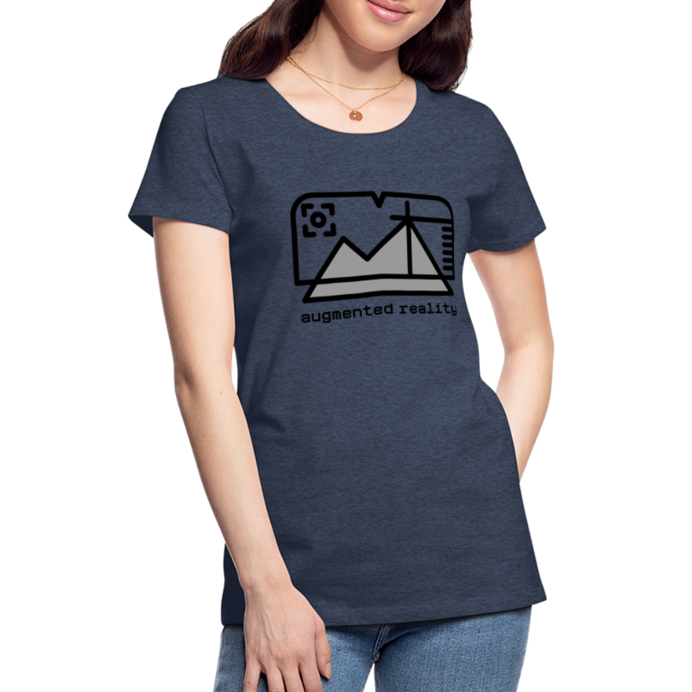 Customizable Augmented Reality Moji + "Augmented Reality" Text Women's Cut Premium T-Shirt - Emoji.Express - heather blue