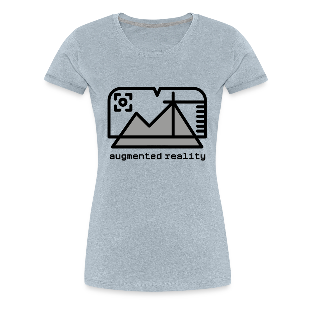 Customizable Augmented Reality Moji + "Augmented Reality" Text Women's Cut Premium T-Shirt - Emoji.Express - heather ice blue
