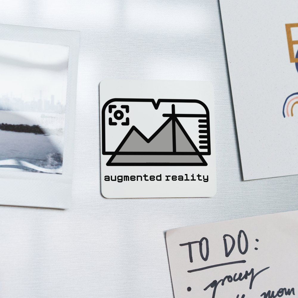 Customizable Augmented Reality Moji + "Augmented Reality" Text Square Magnet - Emoji.Express - white