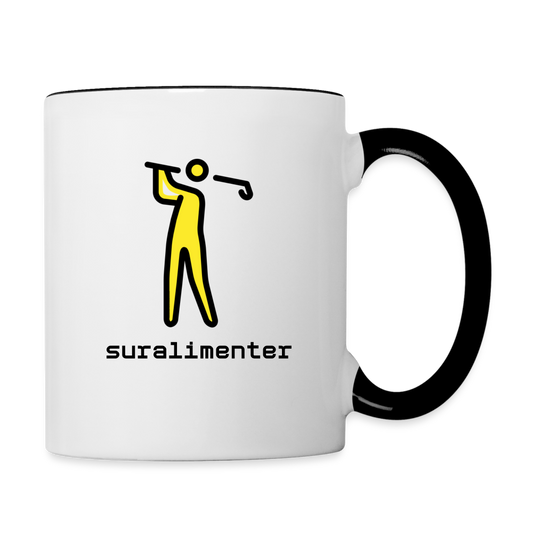 Customizable Person Golfing Moji + Suralimenter Text (Two-Sided) Contrast Coffee Mug - Emoji.Express - white/black