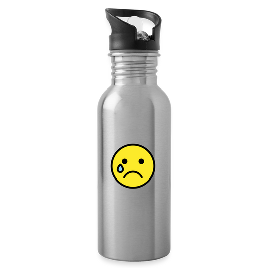 Customizable Crying Face + Grinning Face with Big Eyes Moji (Two-Sided) Water Bottle - Emoji.Express - silver
