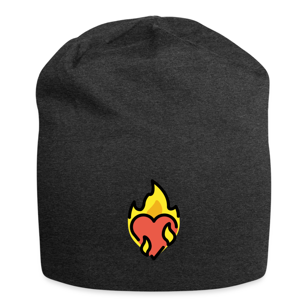 Customizable Heart on Fire Moji Jersey Beanie - Emoji.Express - charcoal grey
