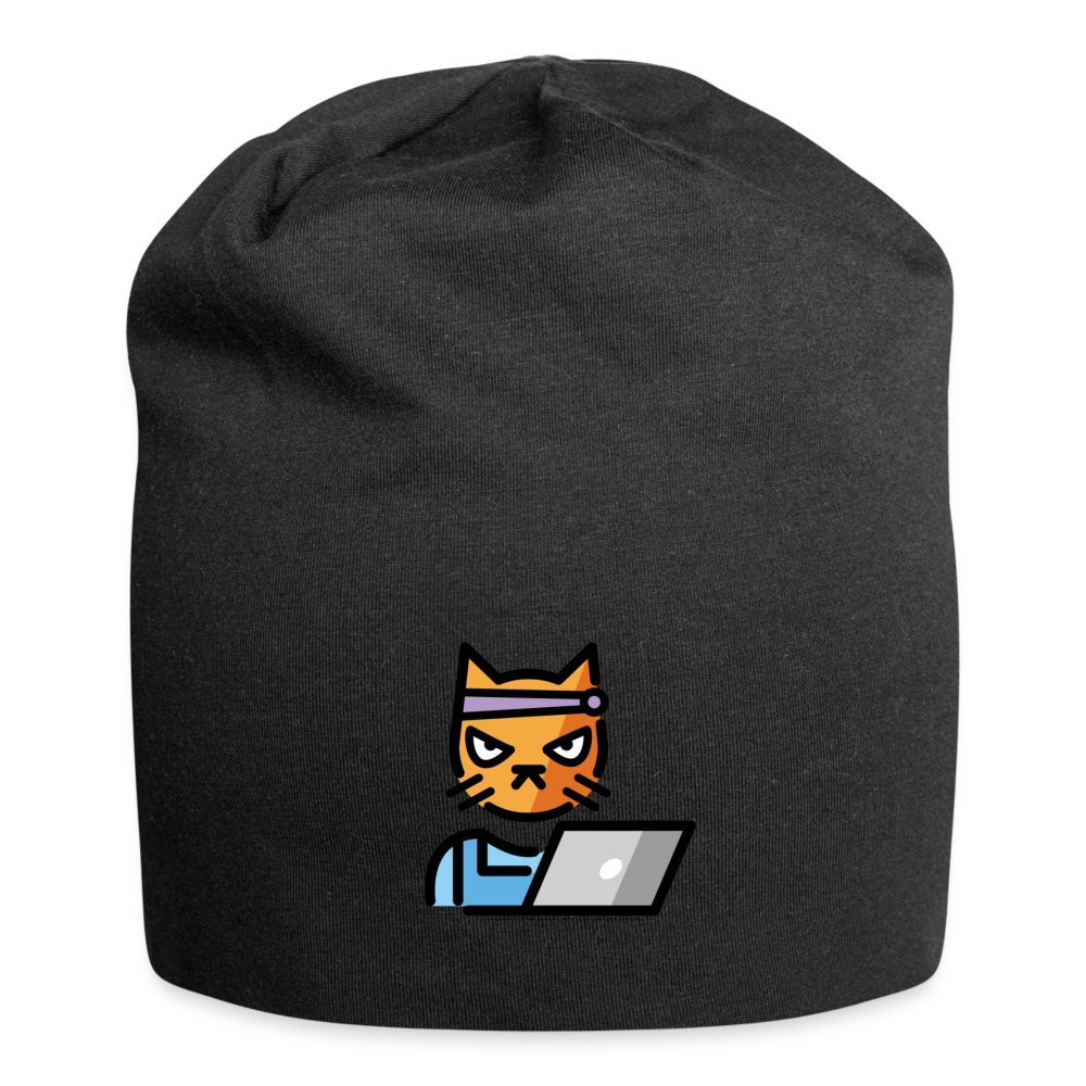 Customizable Hacker Cat Moji Jersey Beanie - Emoji.Express - black