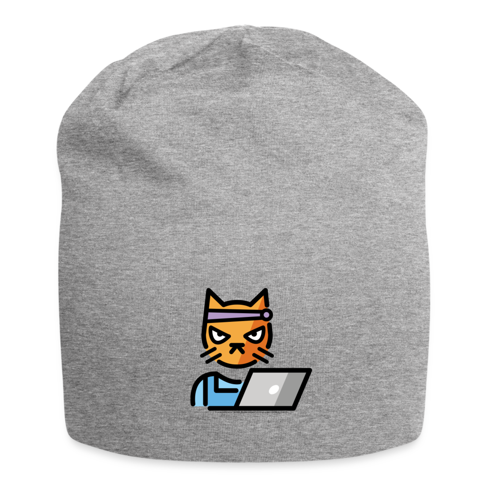 Customizable Hacker Cat Moji Jersey Beanie - Emoji.Express - heather gray