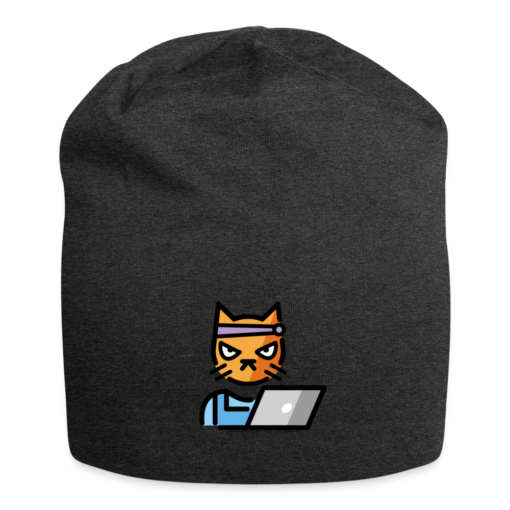 Customizable Hacker Cat Moji Jersey Beanie - Emoji.Express - charcoal grey