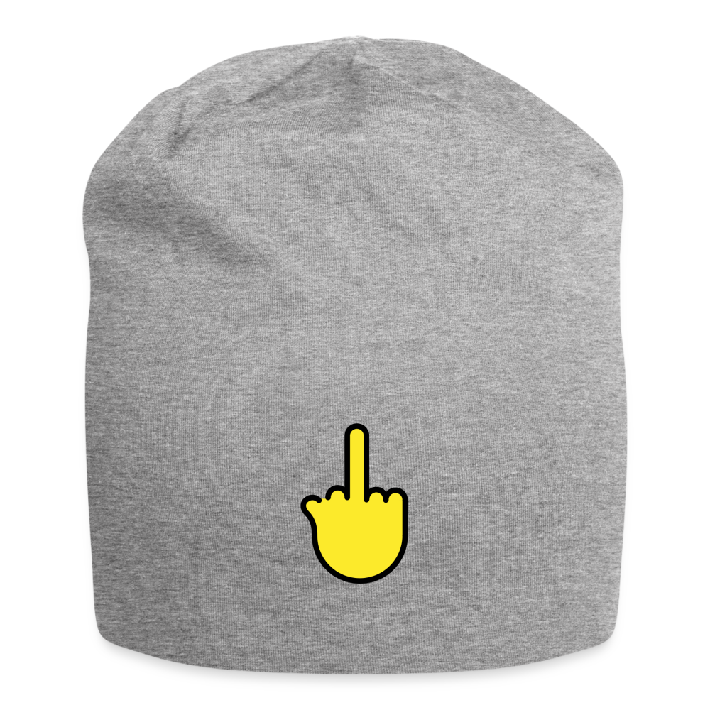 Customizable Middle Finger Moji Jersey Beanie - Emoji.Express - heather gray