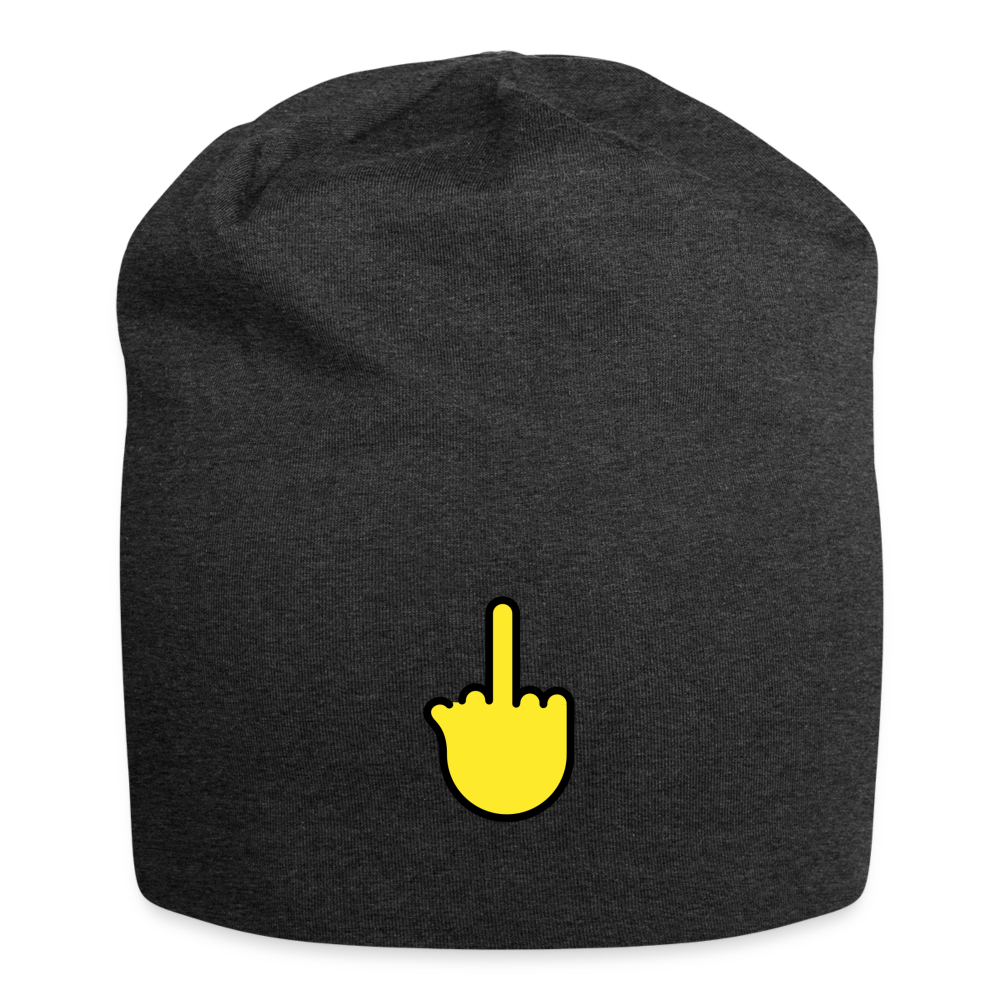 Customizable Middle Finger Moji Jersey Beanie - Emoji.Express - charcoal grey