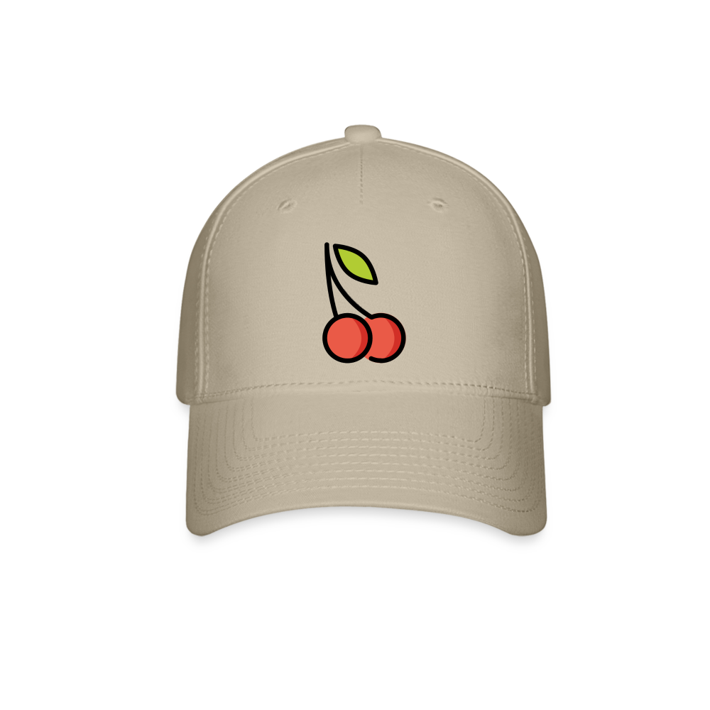 Customizable Cherries + Pie Moji (Two-Sided) Baseball Cap - Emoji.Express - khaki
