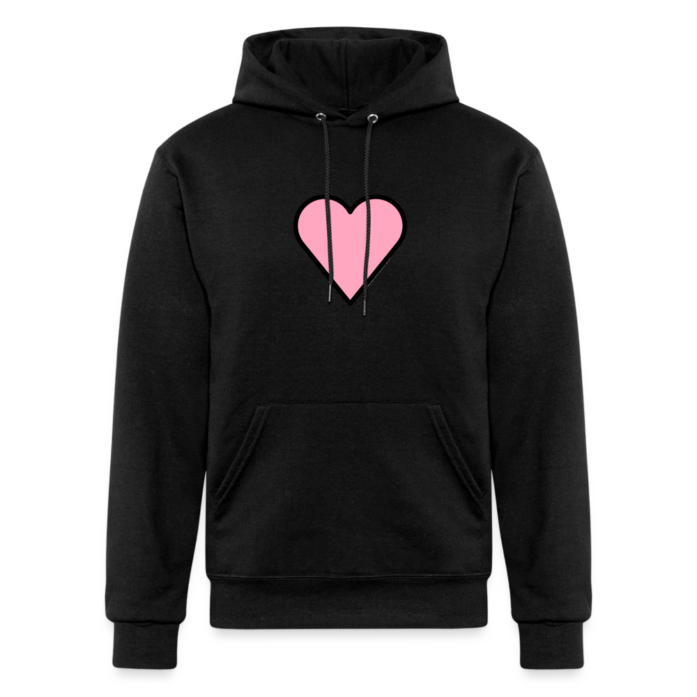 Customizable Pink Heart Moji Champion Unisex Powerblend Hoodie - Emoji.Express - black