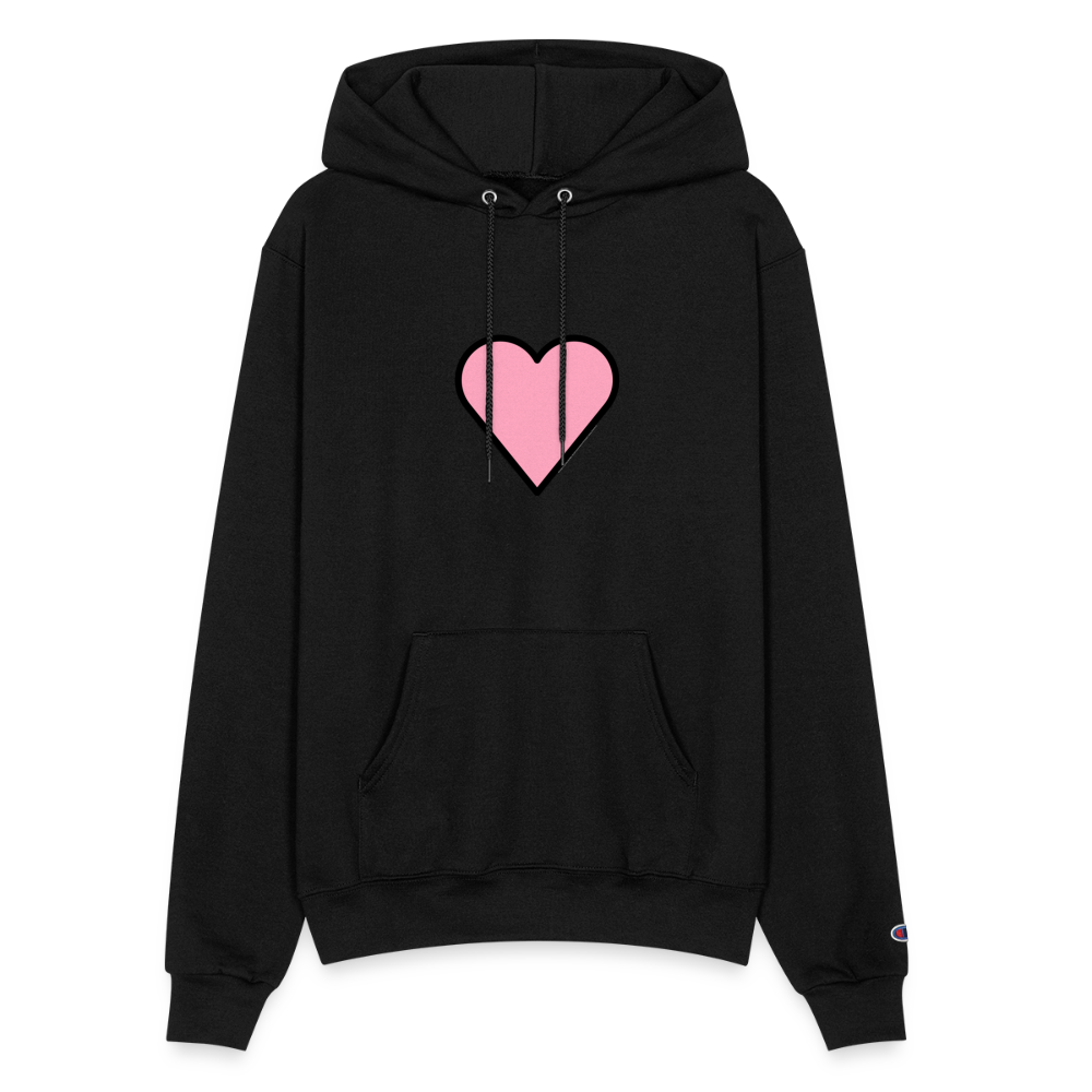 Customizable Pink Heart Moji Champion Unisex Powerblend Hoodie - Emoji.Express - black