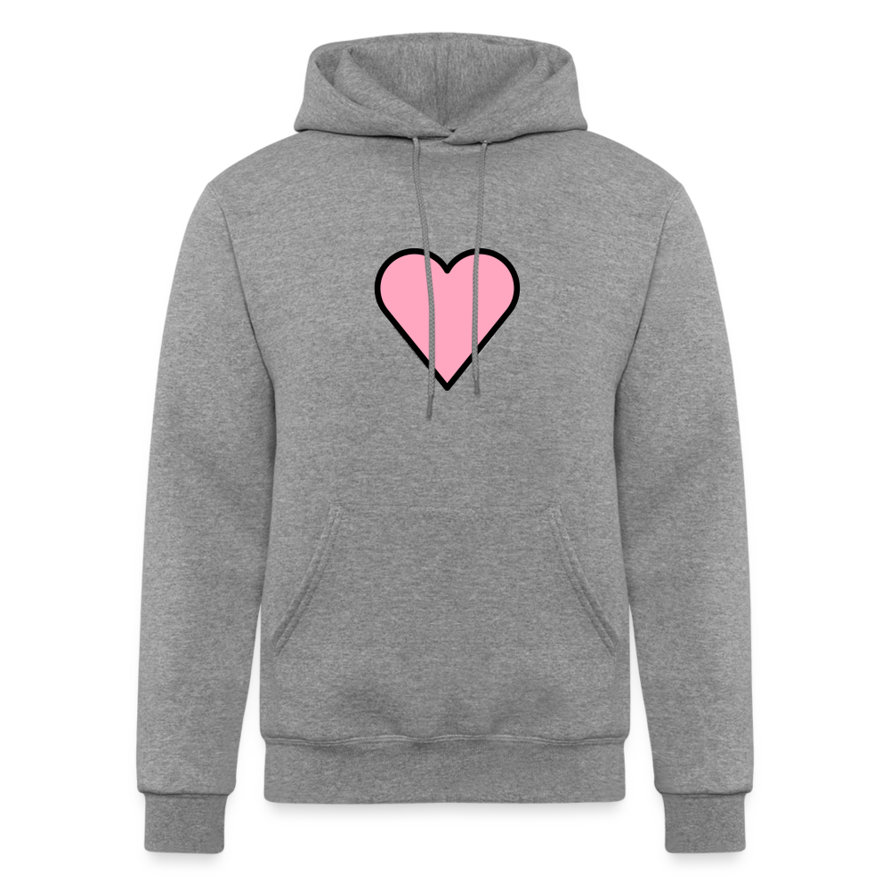 Customizable Pink Heart Moji Champion Unisex Powerblend Hoodie - Emoji.Express - heather gray