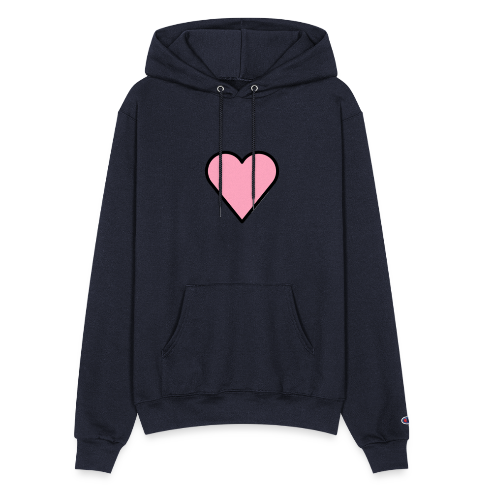 Customizable Pink Heart Moji Champion Unisex Powerblend Hoodie - Emoji.Express - navy