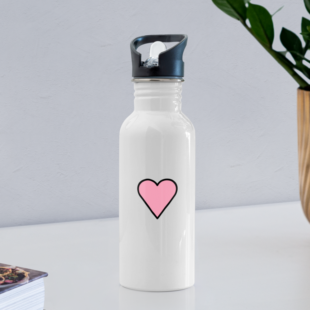 Customizable Pink Heart Emoji Water Bottle - Emoji.Express - white