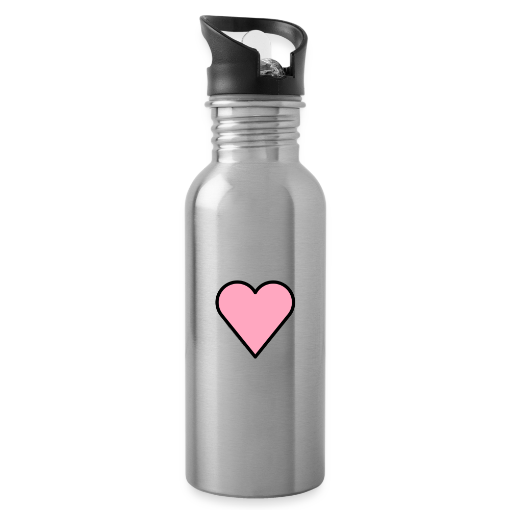 Customizable Pink Heart Emoji Water Bottle - Emoji.Express - silver