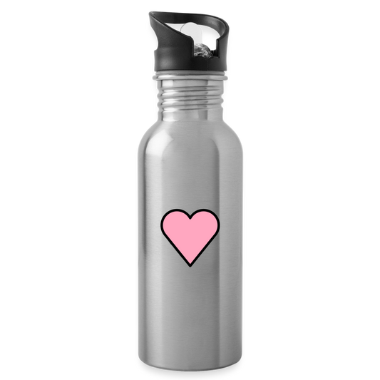 Customizable Pink Heart Emoji Water Bottle - Emoji.Express - silver