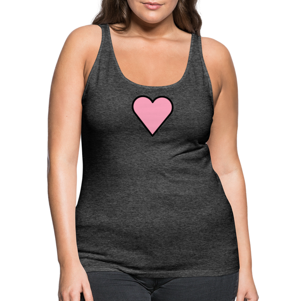 Customizable Pink Heart Women’s Cut Premium Tank Top - Emoji.Express - charcoal grey