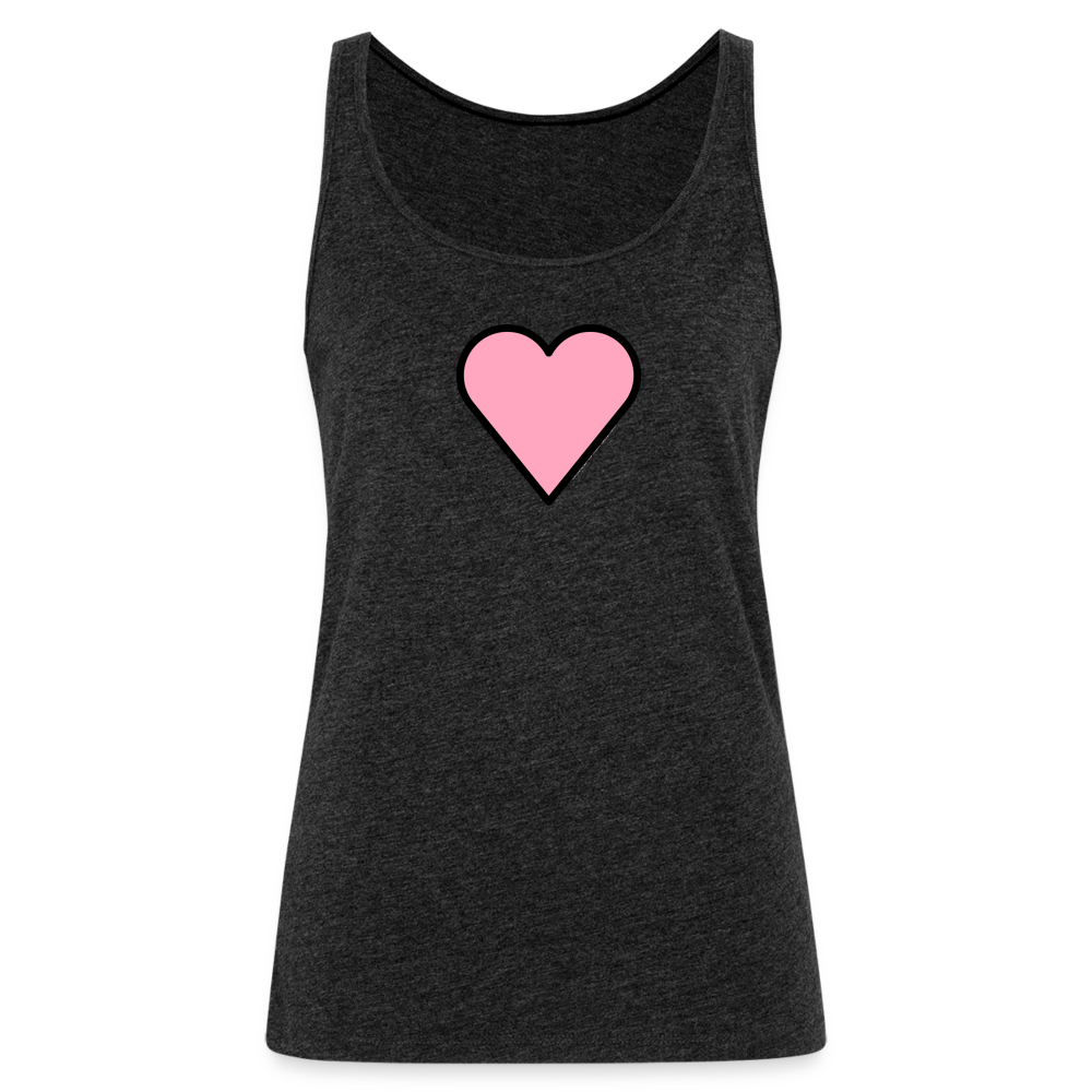 Customizable Pink Heart Women’s Cut Premium Tank Top - Emoji.Express - charcoal grey