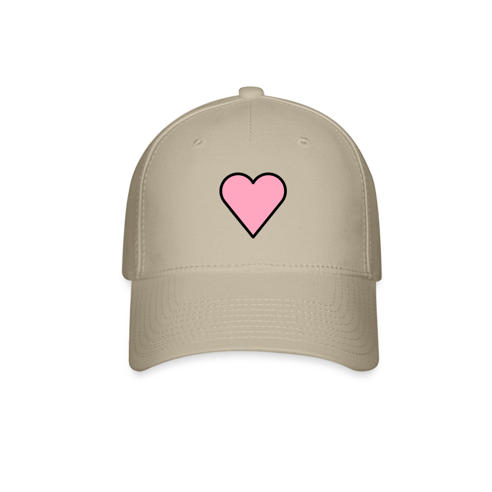Customizable Pink Heart Moji + Boss Babe text (Two Sided) Baseball Cap - Emoji.Express - khaki