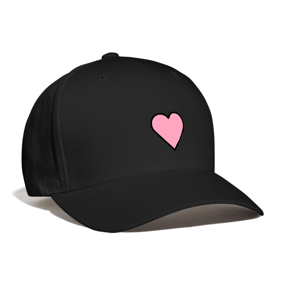 Customizable Pink Heart Moji + Boss Babe text (Two Sided) Baseball Cap - Emoji.Express - black