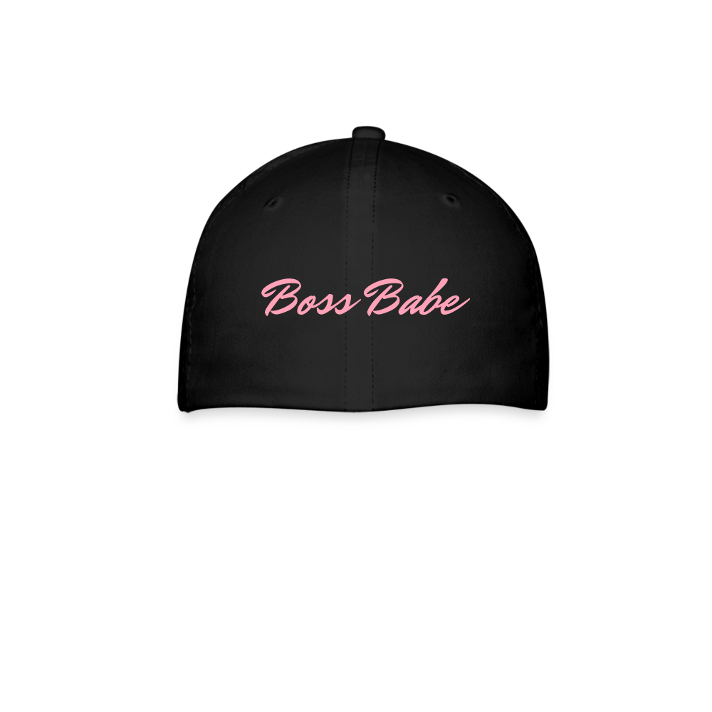 Customizable Pink Heart Moji + Boss Babe text (Two Sided) Baseball Cap - Emoji.Express - black