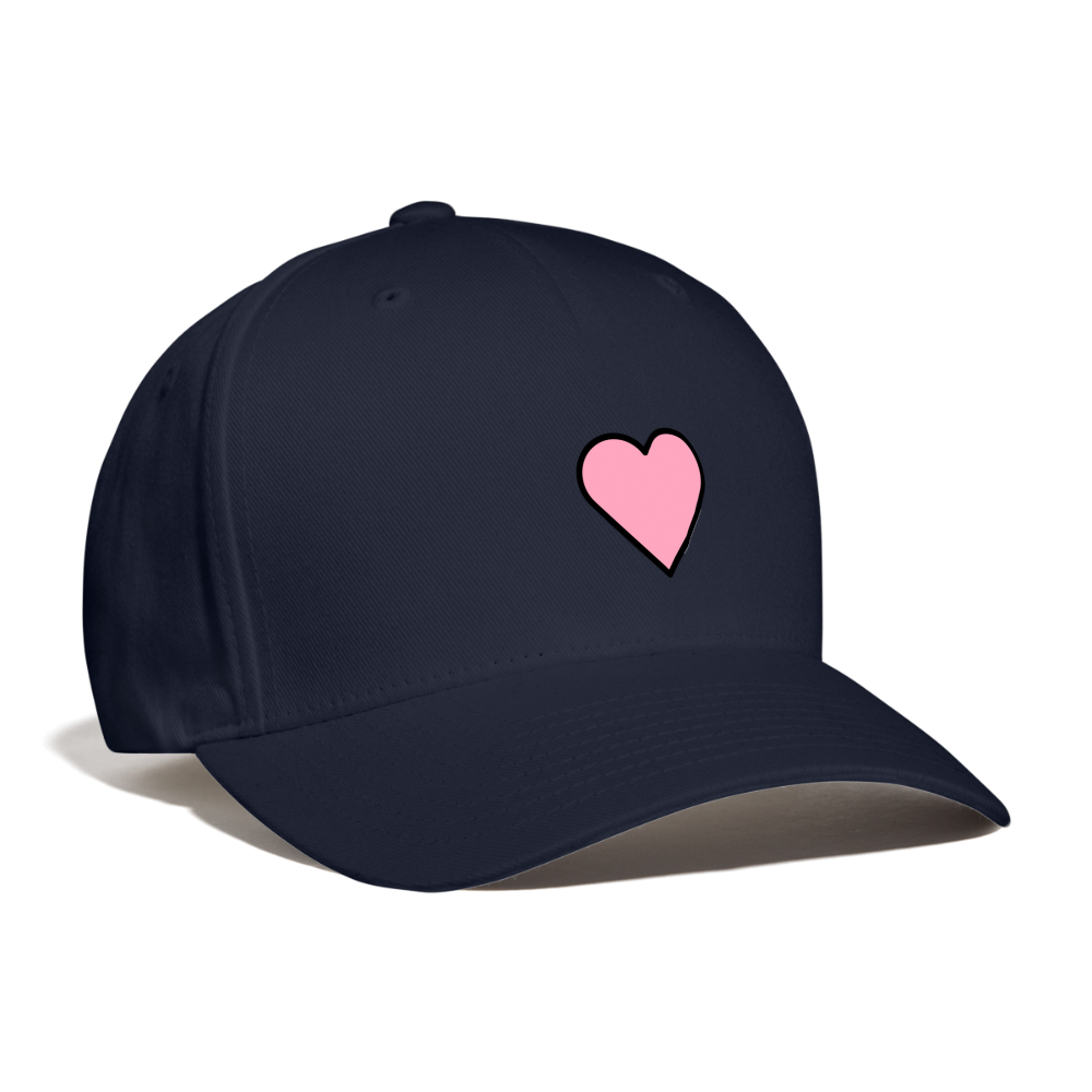 Customizable Pink Heart Moji + Boss Babe text (Two Sided) Baseball Cap - Emoji.Express - navy