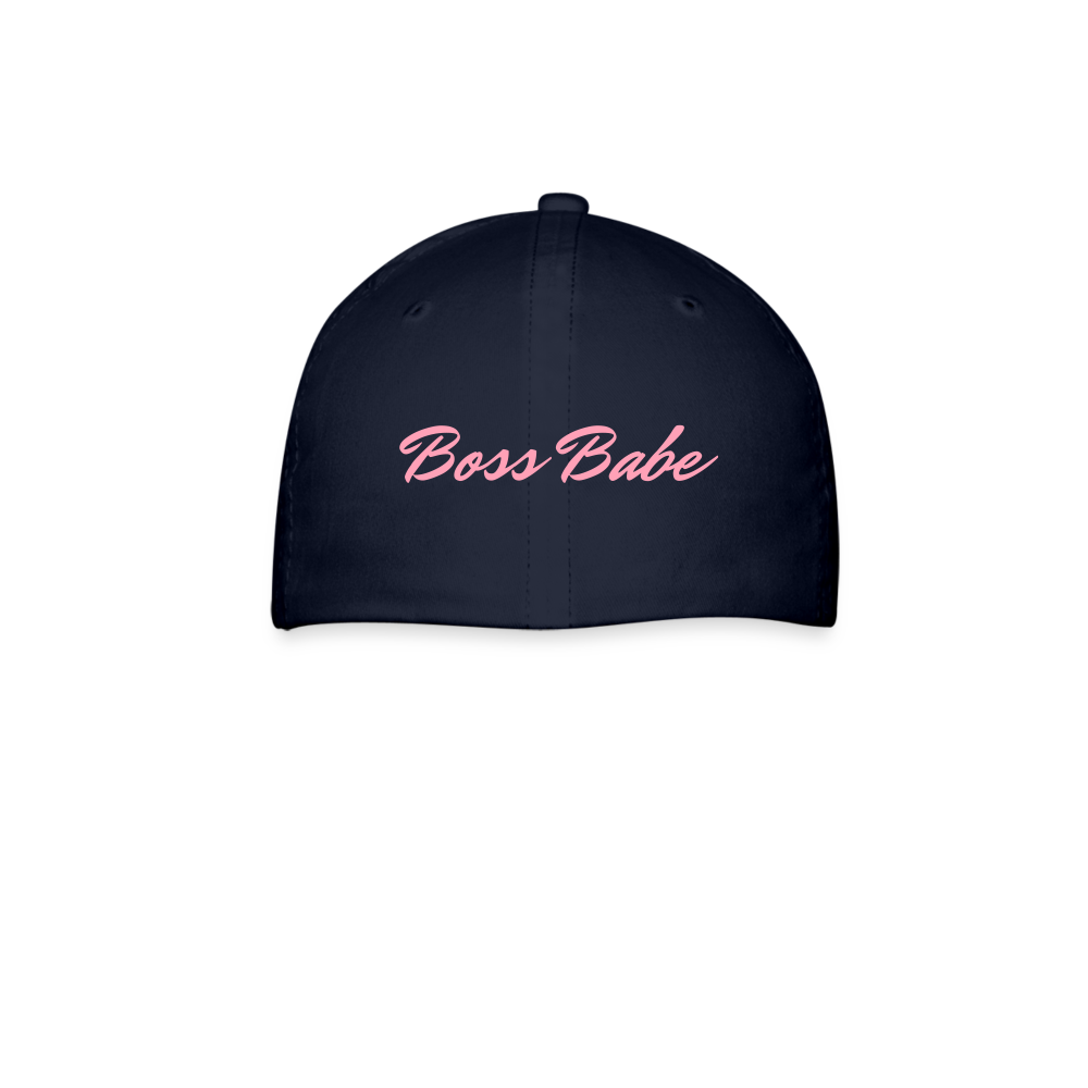 Customizable Pink Heart Moji + Boss Babe text (Two Sided) Baseball Cap - Emoji.Express - navy