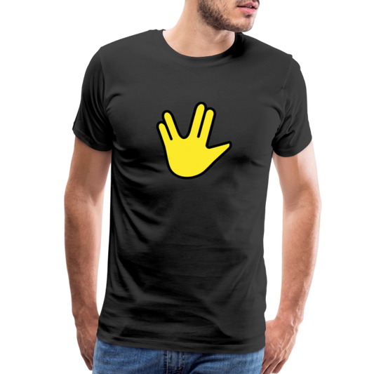 Emoji Expression: Vulcan Salute + May the Moji Force See You  Live Long Time and Prosper Text (Double-Sided) Men's Premium T-Shirt - Emoji.Express - black