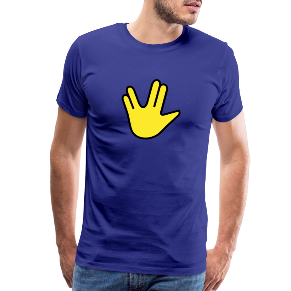 Emoji Expression: Vulcan Salute + May the Moji Force See You  Live Long Time and Prosper Text (Double-Sided) Men's Premium T-Shirt - Emoji.Express - royal blue