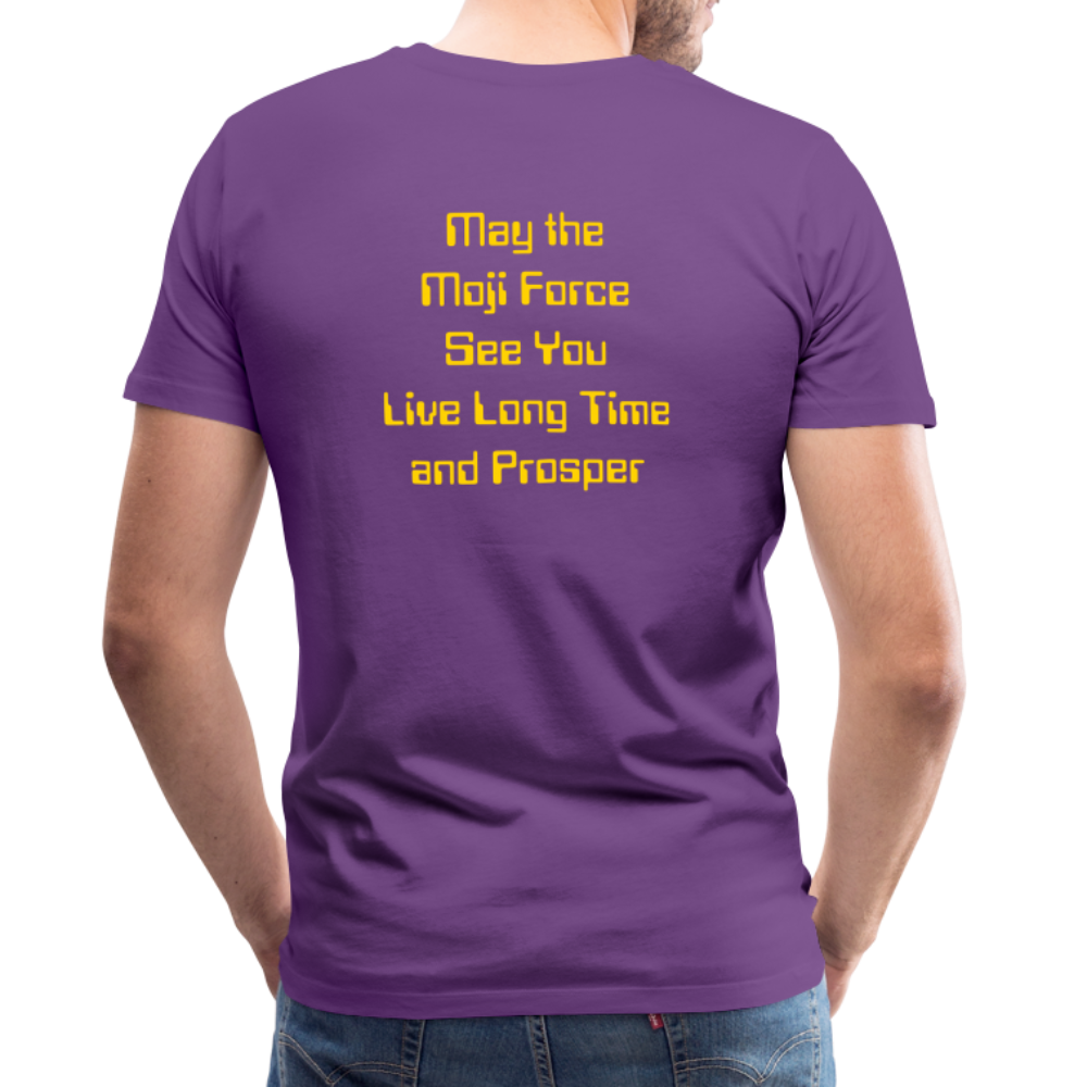 Emoji Expression: Vulcan Salute + May the Moji Force See You  Live Long Time and Prosper Text (Double-Sided) Men's Premium T-Shirt - Emoji.Express - purple