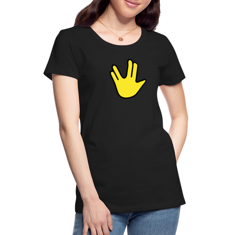 Emoji Expression: Vulcan Salute + May the Moji Force See You Live Long Time and Prosper Test (Double-Sided)Women’s Premium T-Shirt - Emoji.Express - black