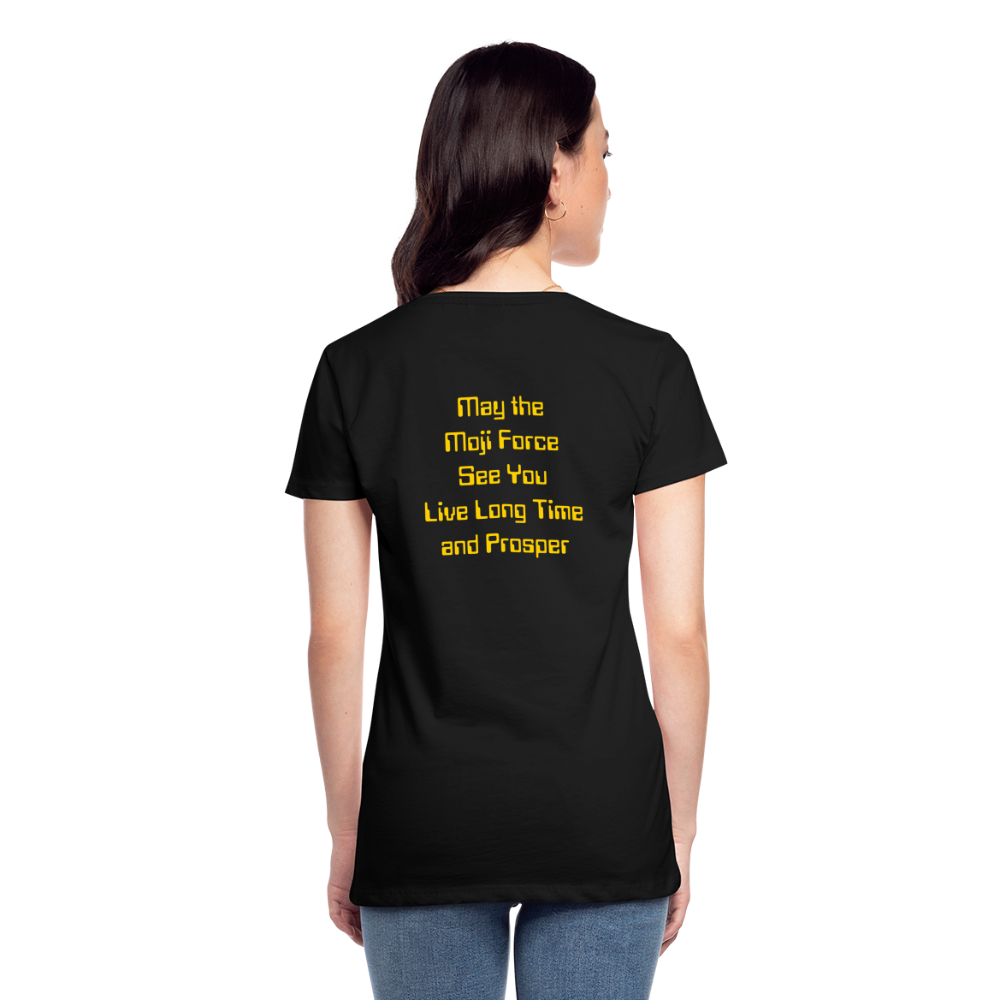 Emoji Expression: Vulcan Salute + May the Moji Force See You Live Long Time and Prosper Test (Double-Sided)Women’s Premium T-Shirt - Emoji.Express - black